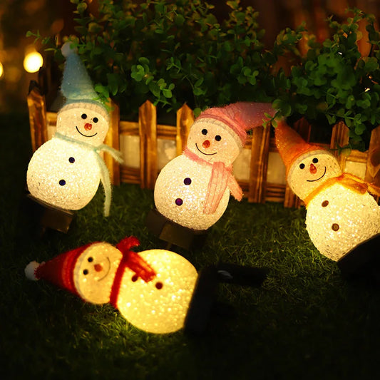 Christmas Decorations Light Solar Light Snowman Christmas Outdoor Solar Powered Stakes Lights For Corridor Patio Lawn Decoration
