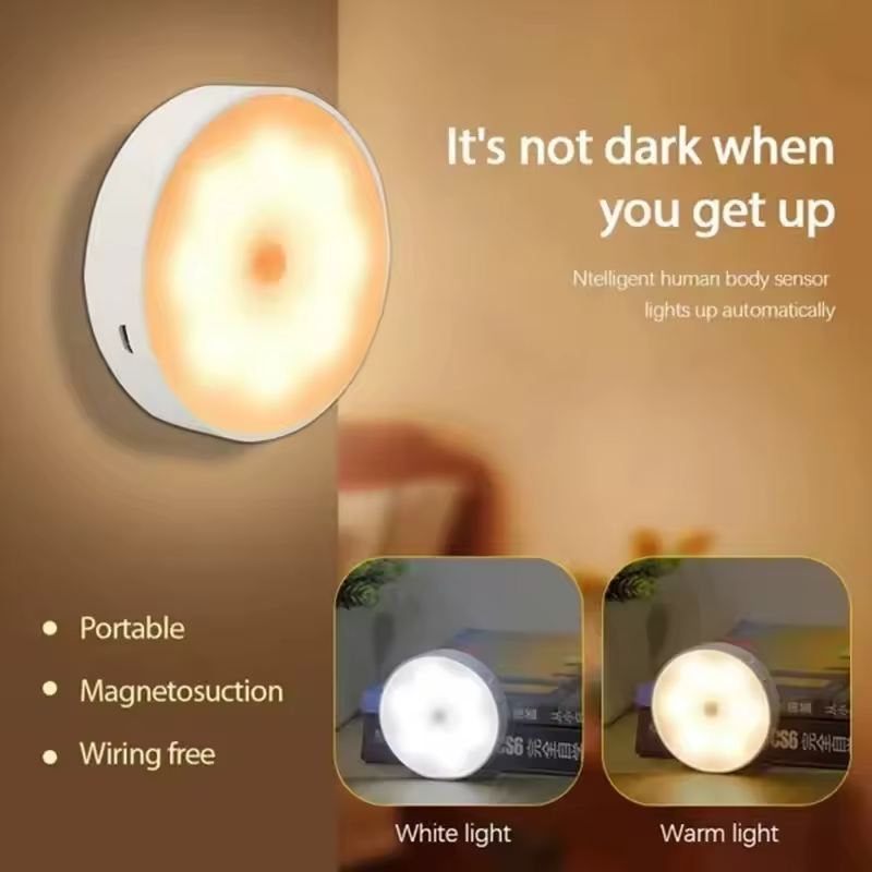 Motion Sensor LED Night Light – USB Rechargeable, Wireless Closet & Cabinet Lamp