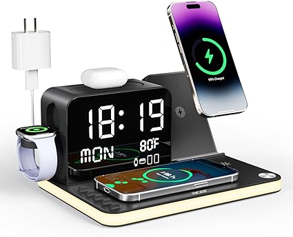Acer 7-in-1 Wireless Charging Station – Fast Multi-Device Charger for iPhone, Apple Watch & AirPods with Bluetooth Time Sync
