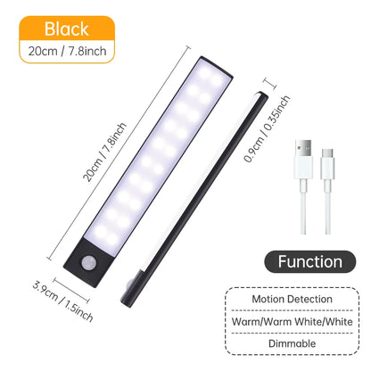 Motion Sensor Light Wireless LED Night Light USB Rechargeable Night Lamp Cabinet Wardrobe Lamp Under Backlight For Kitchen