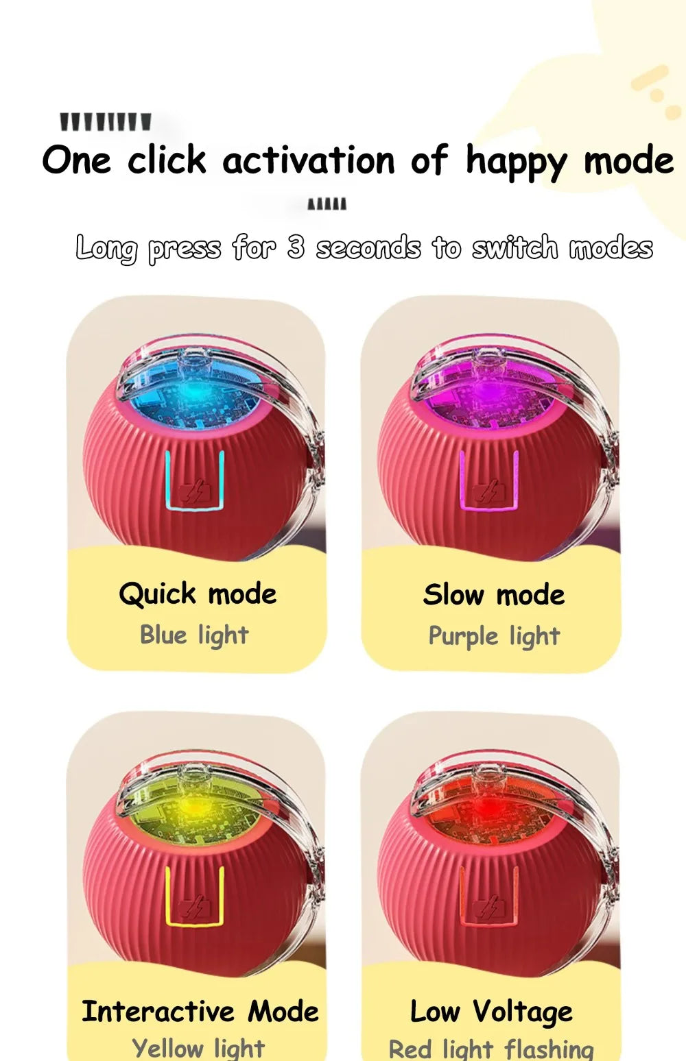 Rechargeable Smart Cat Toy – Automatic Rolling Ball with Faux Tail Mouse Imitation for Cats & Dogs