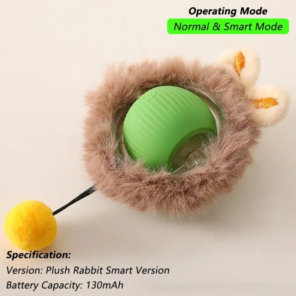 Rechargeable Smart Cat Toy – Automatic Rolling Ball with Faux Tail Mouse Imitation for Cats & Dogs