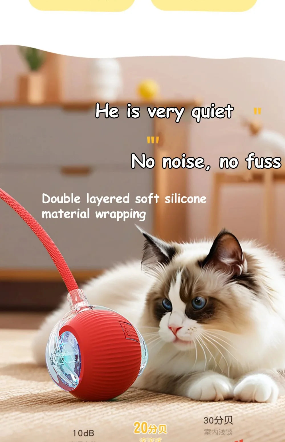 Rechargeable Smart Cat Toy – Automatic Rolling Ball with Faux Tail Mouse Imitation for Cats & Dogs