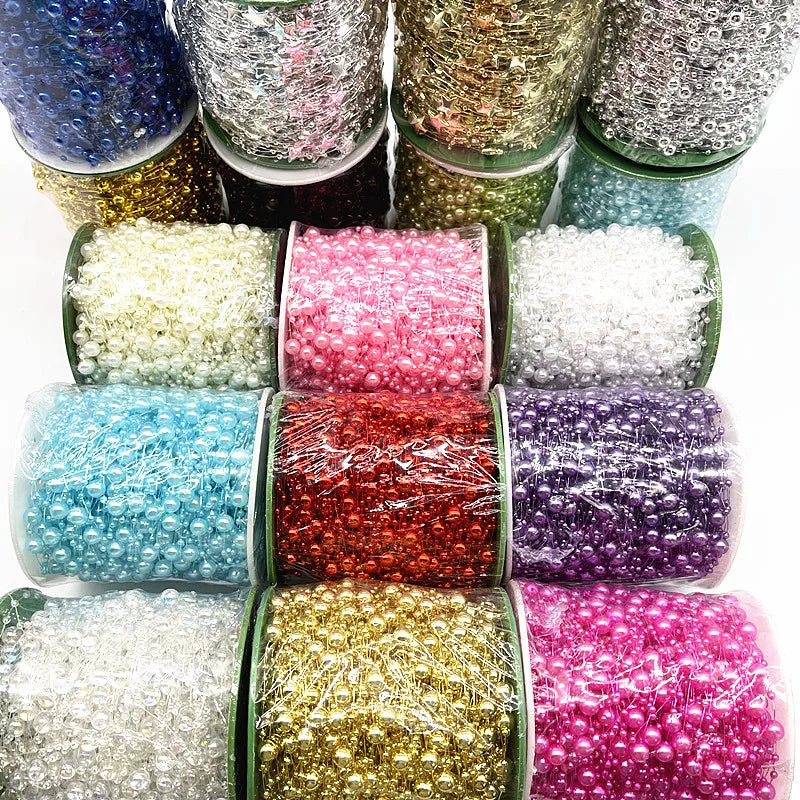 New 5yards/lot 3-8mm Fishing Line Artificial Pearls Flower Beads Chain Garland Flowers Wedding Party Decoration Diy Accessories