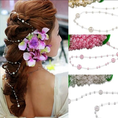 New 5yards/lot 3-8mm Fishing Line Artificial Pearls Flower Beads Chain Garland Flowers Wedding Party Decoration Diy Accessories