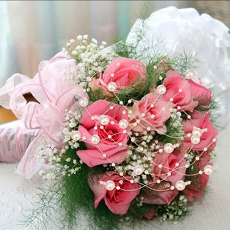 New 5yards/lot 3-8mm Fishing Line Artificial Pearls Flower Beads Chain Garland Flowers Wedding Party Decoration Diy Accessories