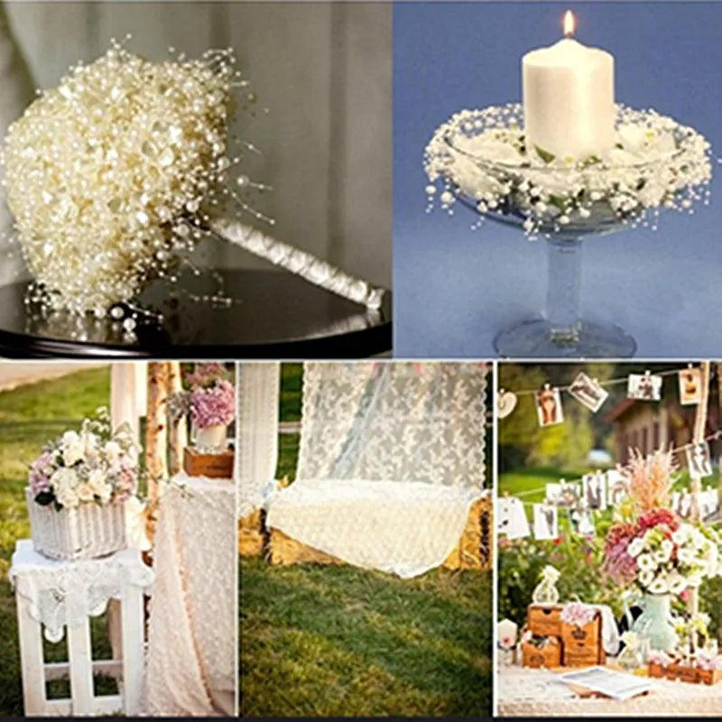 New 5yards/lot 3-8mm Fishing Line Artificial Pearls Flower Beads Chain Garland Flowers Wedding Party Decoration Diy Accessories