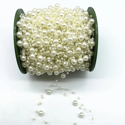 New 5yards/lot 3-8mm Fishing Line Artificial Pearls Flower Beads Chain Garland Flowers Wedding Party Decoration Diy Accessories
