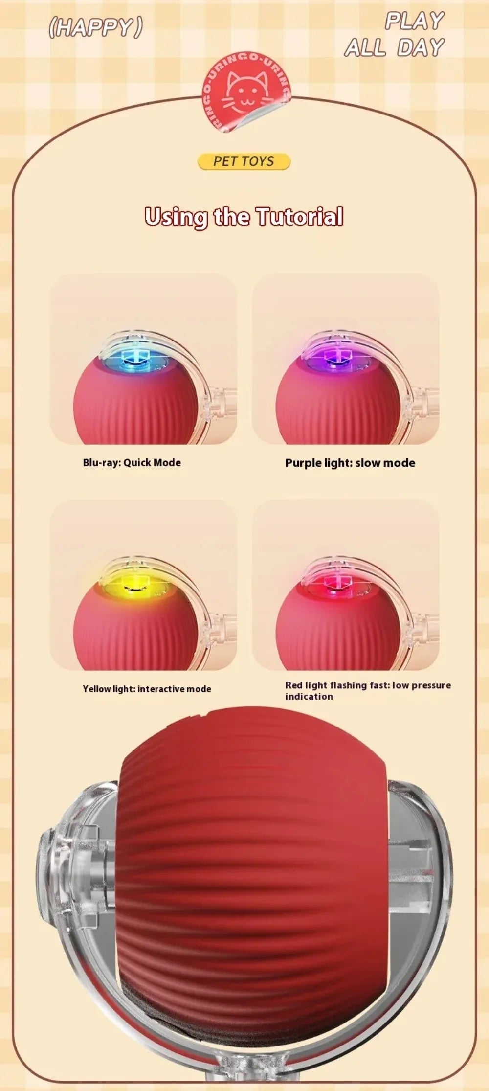 Rechargeable Smart Cat Toy – Automatic Rolling Ball with Faux Tail Mouse Imitation for Cats & Dogs