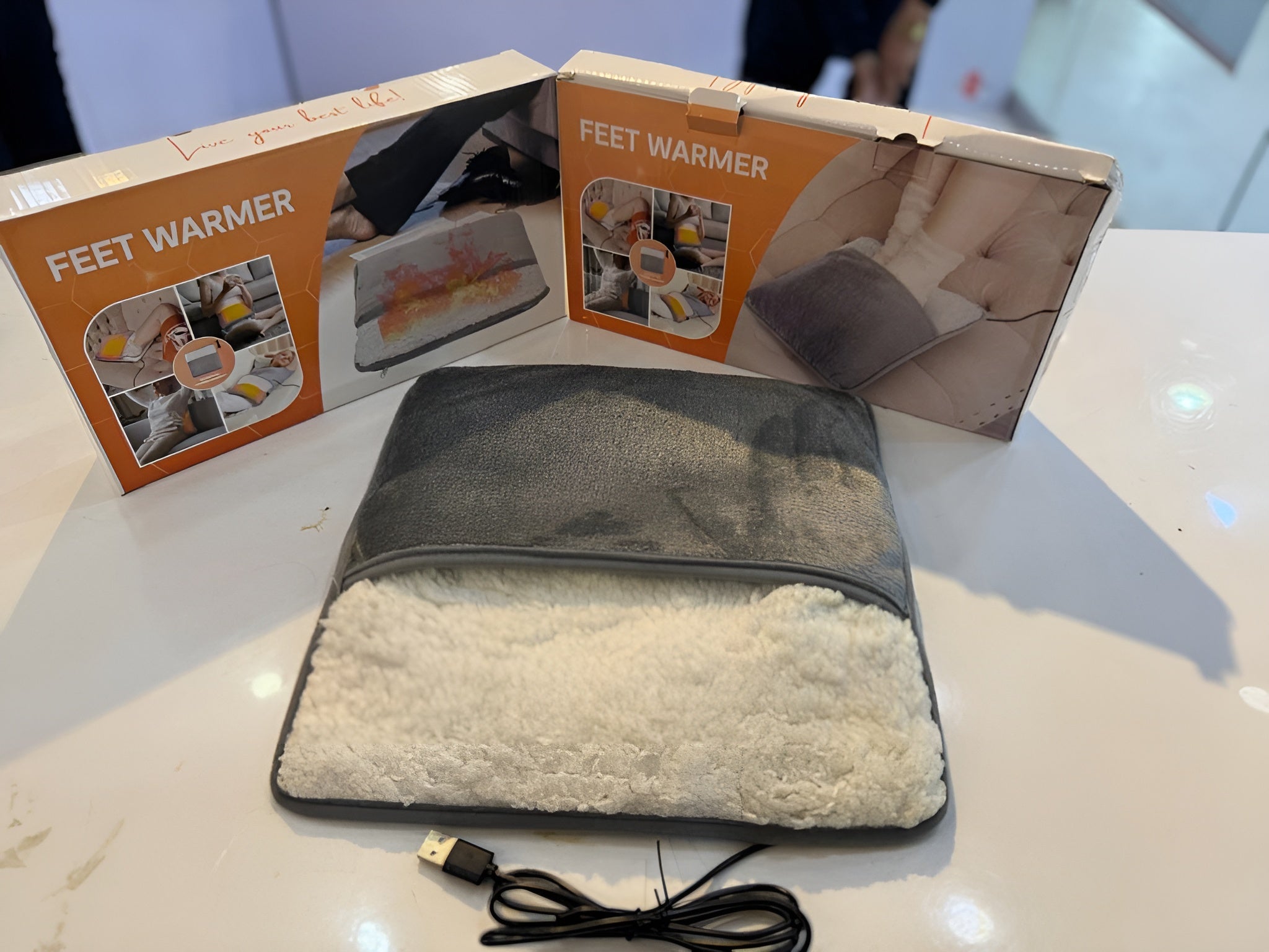 Winter Electric Foot Heating Pad USB Charging Soft Plush Washable Foot Warmer Heater Improve Sleeping Household Foot Warming Mat